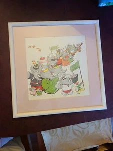 VINTAGE BABAR ELEPHANT PARADE FRAMED ART PRINT 15x15 Frame - Picture 1 of 5