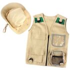 Outdoor Adventure Kit,Young Kid's Khaki Cargo Vest and Hat Comfortable and3976