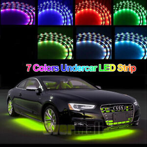 1-6Pcs LED Strip Color Under Car Tube Underglow Underbody System Neon Lights Kit