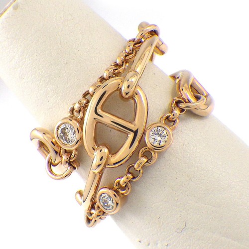 HERMÈS Anello HERMES Chaine d'Ancre Caos Catena Media H222622B Diamante 750RG #55 US6 5
