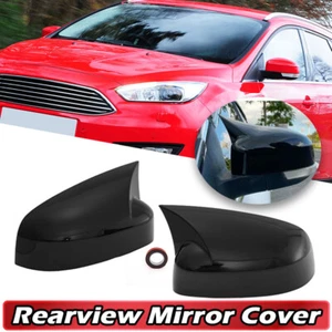 Horns Gloss Black Car Rear View Side Door Mirror Cover For Ford Focus 2012~2018 - Imagen 1 de 10