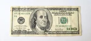 2003 $100 One Hundred Dollar Bill, Federal Reserve Note, Serial # FF26982533B - Picture 1 of 2