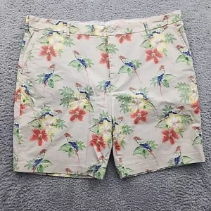 IZOD Shorts Mens Size 42 Tropical Parrot Twill Flat Front Hawaiian Print Golf - Picture 1 of 12