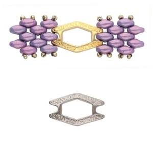 Platillo, Conector ALADO-Superduo, 1 pieza, Ant. Plateado, (cym9) - Imagen 1 de 1