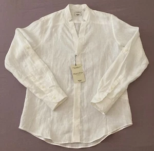 Camisa Para Hombre MURANO Blanca Cuello Abierto Lino Mediana M NUEVA NUEVA CON ETIQUETAS Calce Ajustado ¡NiCe! - Imagen 1 de 5