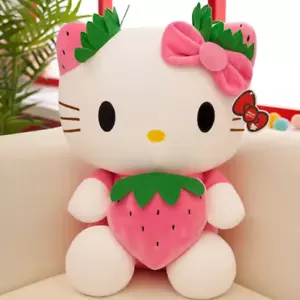 22cm Sanrio KT Cat Plush Toys Kawaii Strawberry KT Cat Plush Doll Home Decor - Picture 1 of 21