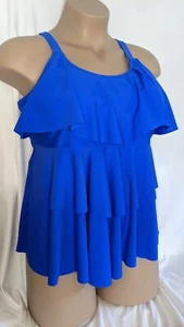 Traje de baño Tankini con volantes azules talla grande 20W Yonique sujetador acolchado para mujer - Imagen 1 de 4
