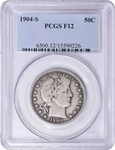 1904-S Barber Silver Half Dollar F12 PCGS - Picture 1 of 3