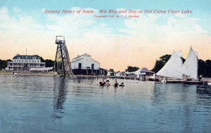 CLEAR LAKE IA - Wir schlüpfen und tauchen im alten Camp Clear Lake Postkarte - Bild 1 von 2