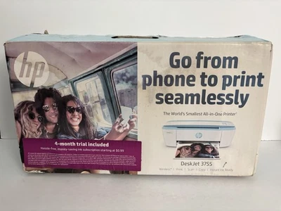 HP DeskJet 3755 Wireless All-In-One Color Printer w/ Ink - Brand New In Open Box - Image 1 of 4