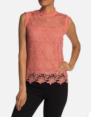Nanette LePore Peach Lace Top Back Zipper Cap Sleeves Ladies M - Image 1 of 4