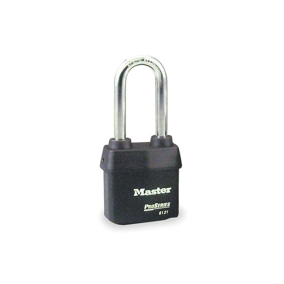 MASTER LOCK 6121NKALJ Keyed Padlock, 7/8 in,Rectangle,Black 4EZG6 - Image 1 of 1