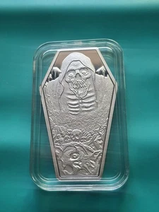 Reckless Metals Antiqued Coffin Bar 1 Oz .999 Silver - Picture 1 of 2