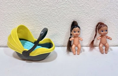 Lot of 2 Vintage Barbie Baby Krissy Infant Dolls w/Baby Carrier - Image 1 of 4