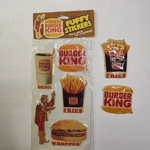 Vintage Burger King Puffy Aufkleber 1982 Restaurant Werbung ZUSTAND PRÜFEN  - Bild 1 von 3