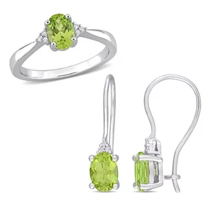 Amour Sterling Silver 2.5 CT Peridot Ring (6.5) & Euro Back Earrings,JMS01125465 - Picture 1 of 9