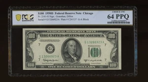 DBR 1950-D $100 FRN Chicago Fr. 2161-G PCGS-B 64 PPQ Serial G13266923A - Picture 1 of 2