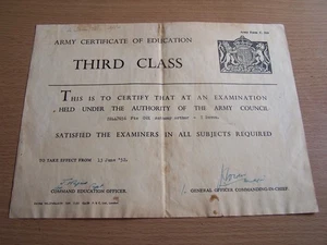 Military Army Certificate of Education Third Class Private A A Cox Form C 310 - Picture 1 of 2