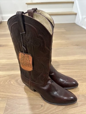 Vintage Dan Post Womens Cowboy Boots Size 9 C Western Cordovan 4189 Spain New - Image 1 of 4
