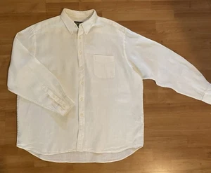 Eddie Bauer 100% Linen Men's XXL /2XL Button Down Long Sleeve Shirt Ivory Beige - Picture 1 of 9