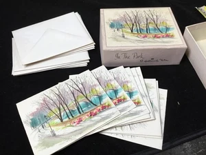 Juego de 9 tarjetas de notas vintage de los años 50 con sello en caja, en el parque sin usar - Imagen 1 de 3