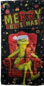 The Grinch w dog Max door Banner, 35x70in With Grommets, Merry Christmas  - Picture 1 of 2