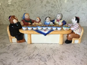 Keramik Familie Esstisch Chanukkija 9 Zweige Menora 13” L x 6,5” B x 4,5” T - Bild 1 von 10