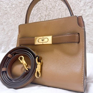 Tory Burch Lee Radziwill 2Way Leather Shoulder Bag Beige 6.3x7.5x3.9in Used - Picture 1 of 13