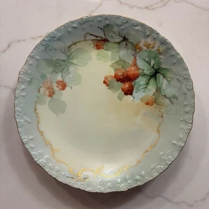 Limoges France Vintage Porcelain Hand-Painted Fruit Plate Gold Trim - Picture 1 of 3