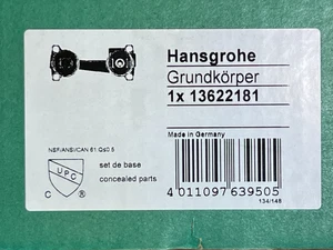 Hansgrohe Grundkorper 13622181 Rough In Valve for Wall Mounted Faucet NEW IN BOX - Picture 1 of 11