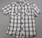 BKE Button Down Shirt Mens Large Relaxed Fit Plaid Short Sleeve Collared School