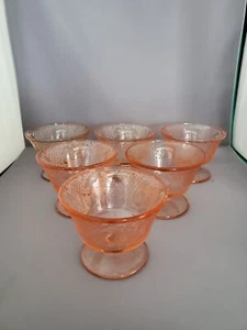6 VINTAGE BUNDESGLAS NORMANDIE ROSA MUSTER CHAMPAGNER GROSSE SHERBETS - Bild 1 von 6