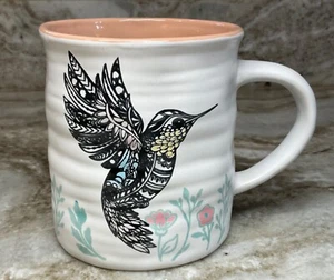 Large Coffee Mug Humming Bird And Flowers Peach Inside Spectrum New - Picture 1 of 10
