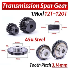 1Mod 12T-120T Transmission Spur Gear Bore 5-16mm Tooth Pitch 3.14mm Motor Pinion - Picture 1 of 44