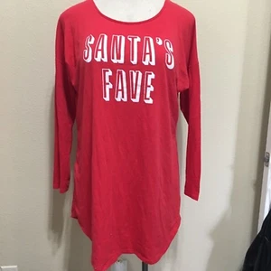 Victoria's Secret Schlafshirt LARGE rot " Santa's Fave " 3/4 Arm - Bild 1 von 3