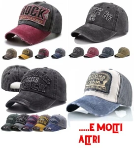 CAPPELLO BERRETTO baseball snapbacK ricamato in cotone effetto vintage regolabil - Foto 1 di 84