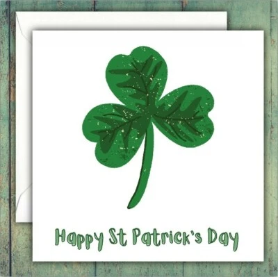 🍀🍀🍀 Happy St Patrick's Day Greeting Card Lucky Irish Shamrock - Image 1 of 2