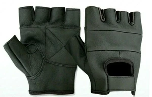 Schwarze halbfinger gepolsterte Busfahrer Handschuhe befestigen | TOP Grip für Lenkrad - Bild 1 von 5