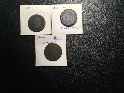 3 Classic Head Large Cents 1810-13-14 Lower Grade But Great Deal See Photos Cover