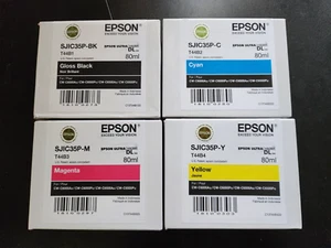GENUINE Epson 4 Pack SJIC35P Ink for ColorWorks CW-C6000Au/C65000Au (Gloss) - Picture 1 of 7