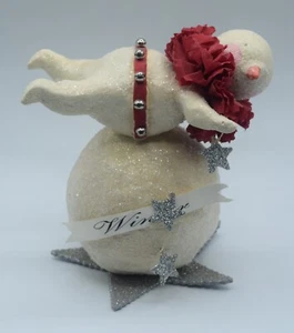 DEE FOUST FOR BETHANY LOWE SNOWMAN ON TOP OF SNOWBALL WINTER FIGURINE 6.5" RARE - Picture 1 of 10