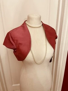 New Vera Infentino For Ronald Joyce UK14 Satin Pink Crop Jacket Bolero Womens - Picture 1 of 9