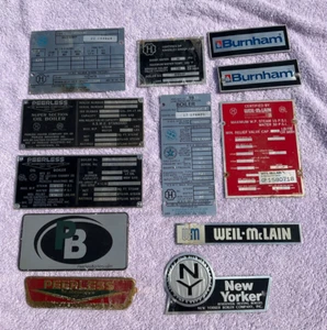 Lot of 15 Vintage Boiler Name Plate Sign Logo - Picture 1 of 12