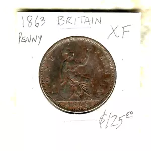 GREAT BRITAIN - BEAUTIFUL HISTORICAL QV PENNY, 1863, KM# 749.2 - Picture 1 of 3