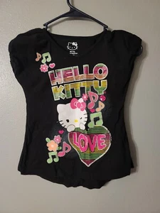 Hello Kitty 2012 Black Girls Size M Tank Top Graphic Love Glitter READ  - Picture 1 of 4