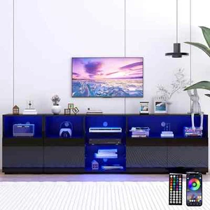 LED TV Stand for 85/75/65 Inch TV, High Glossy Modern TV Console Entertainment C - Picture 1 of 9