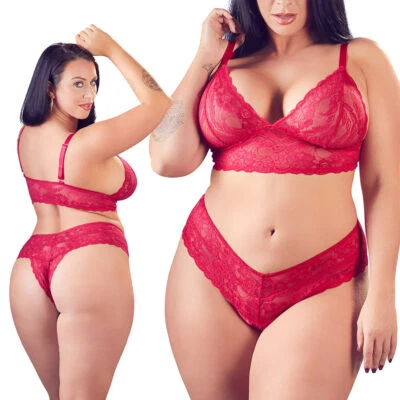 Plus Size Damen BH-Set XL 2XL 3XL 4XL Spitze dessous 85 90 95 D E F "Shelby" - Bild 1 von 4