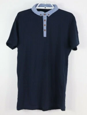 Polo Brave Soul London Para Hombre Talla Grande Azul Oscuro Carrera Informal Foto 1 de 3