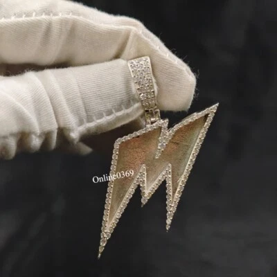 Joyería Personalizada en Diamante Natural Hombre Inicial M Letra Colgante Plata 925 Foto 1 de 4