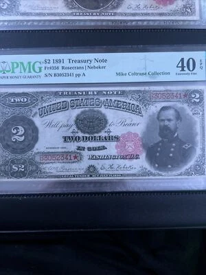 1891 $2 Treasury Note Fr#356 PMG-40 EPQ Mike Coltrane Collection  - Image 1 of 4